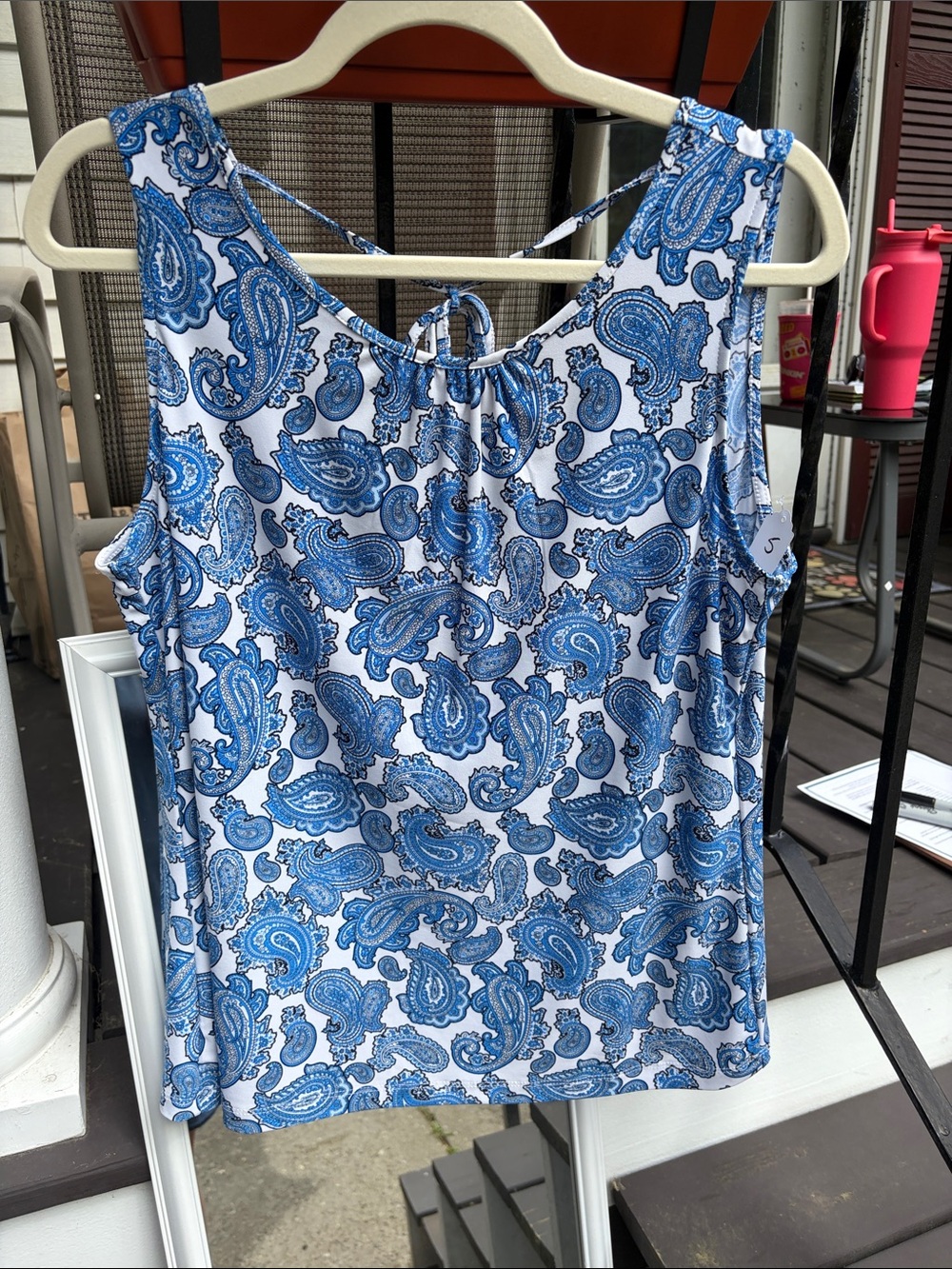 Women's Blue Paisley Tank Top - Lightweight Summer Top